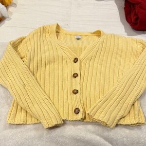 a new day Yellow Ribbed Cardigan Sweater